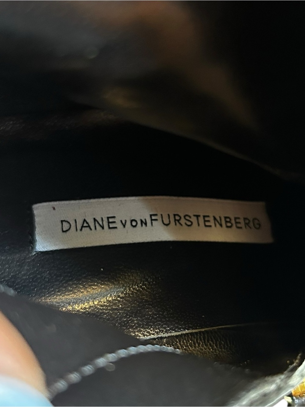 DVF Diane Von Furstenberg Beckett Chain Booties Black Leather Heels 8.5 B Italy - Picture 4 of 5